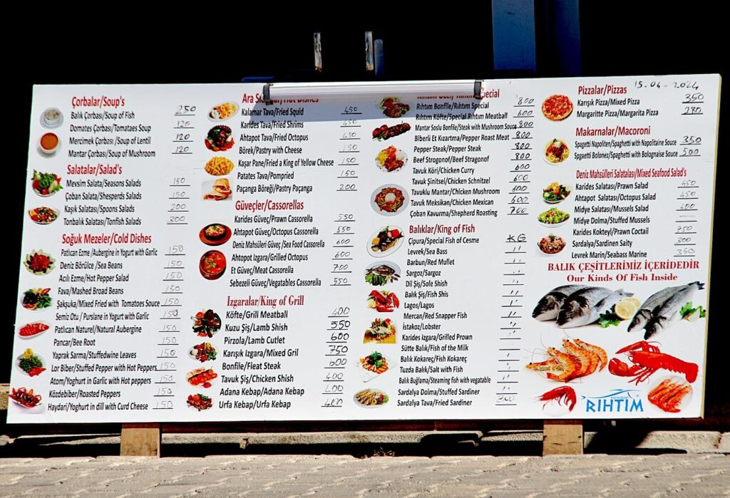 Rihtim Restaurant Menu Board (June 2024)