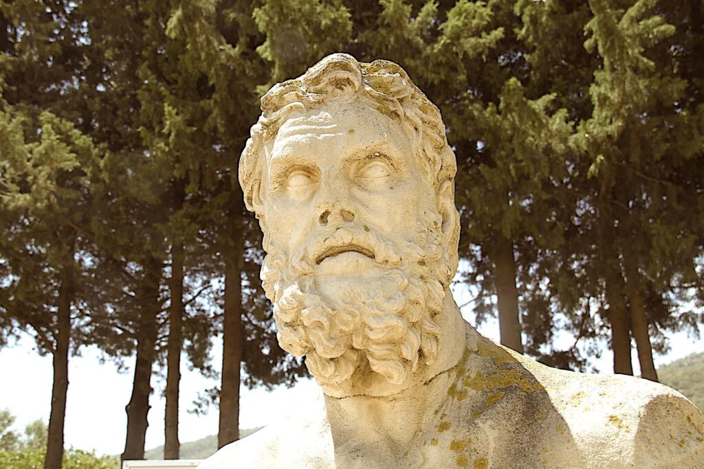 Bust of Homer (Replica) at Claros Ancient Sanctuary near Colophon, İzmir Province