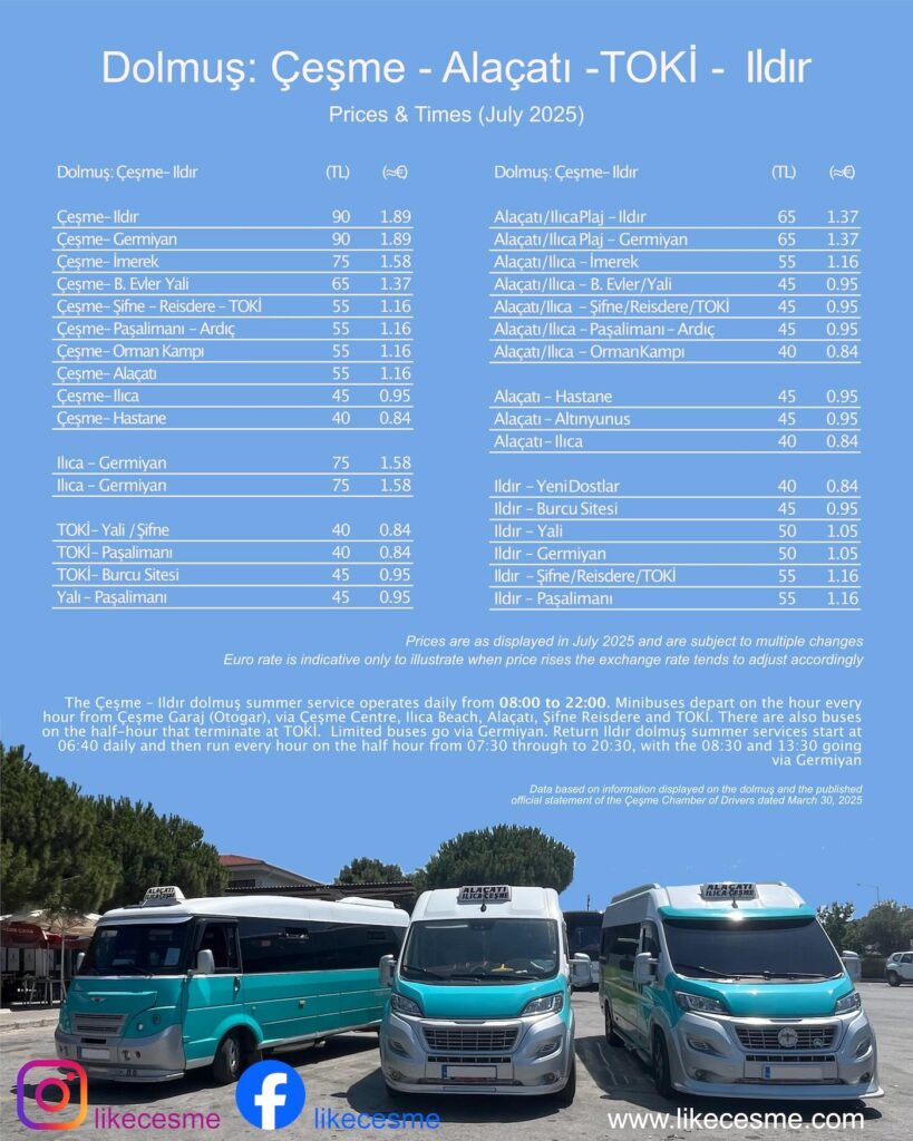 Dolmuş: Çeşme - Alaçatı - TOKİ - Ildır