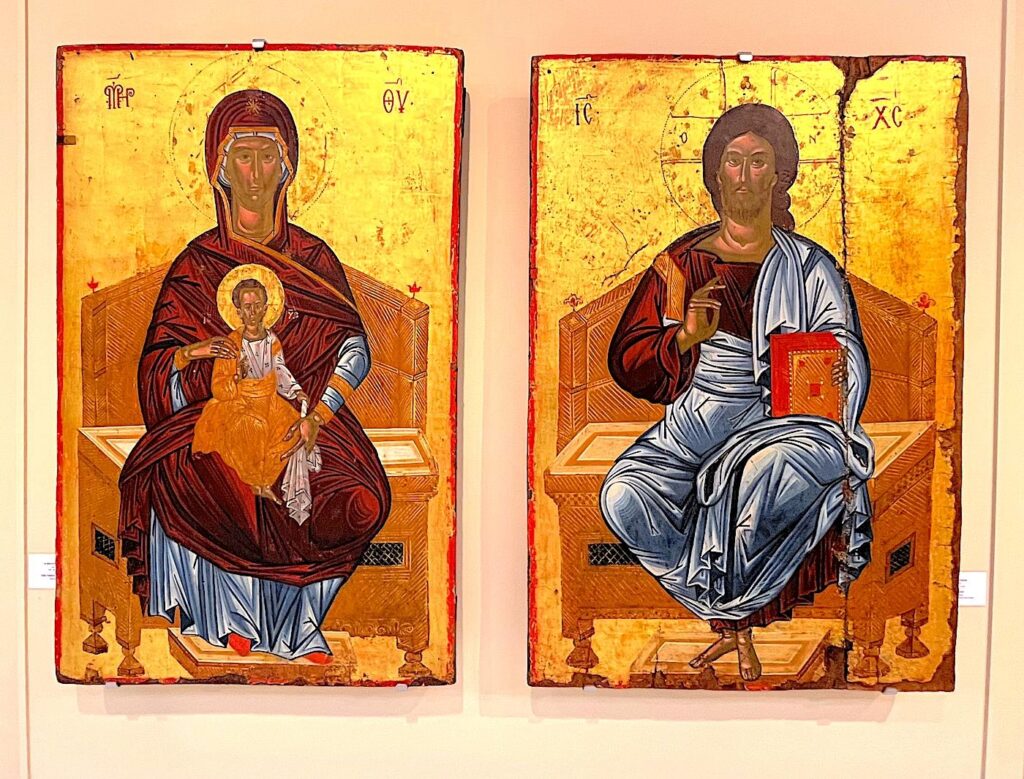 Icons of the Theotokos Enthroned & Lord Enthroned (C17th)