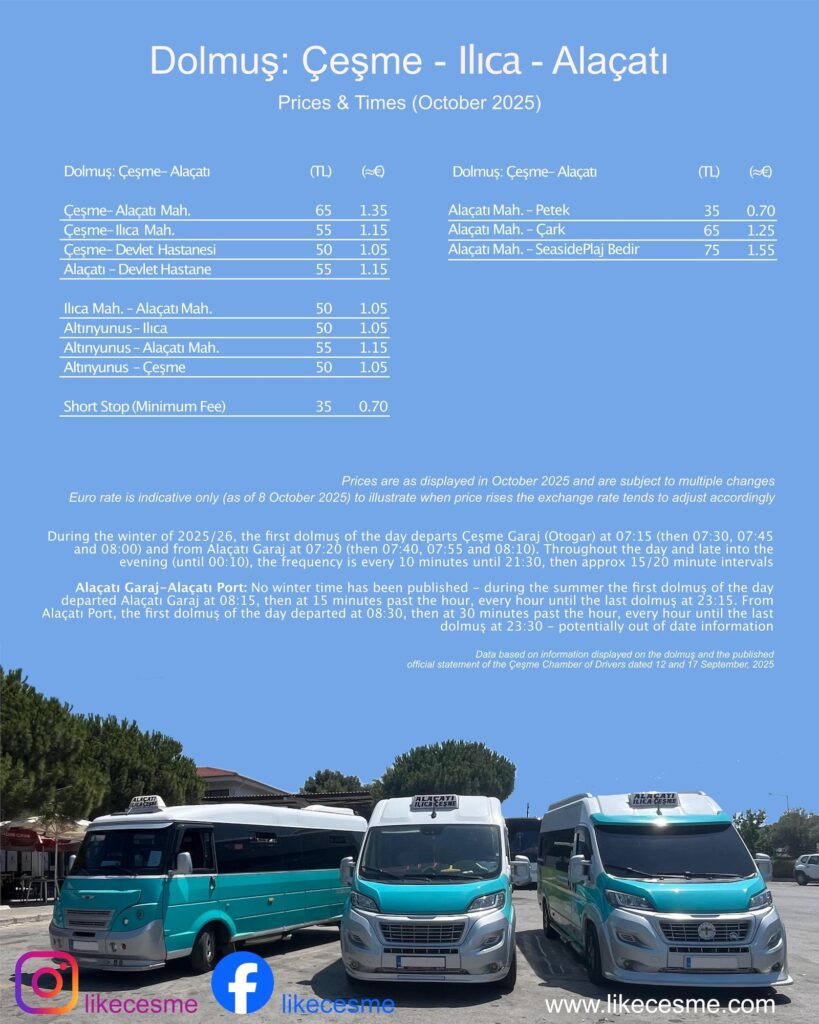 Dolmuş: Çeşme - Ilıca - Alaçatı